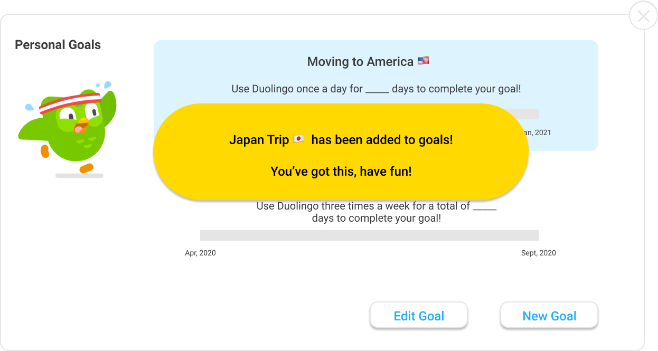 Confirmation: Japan Trip has been added to goals, you've got this