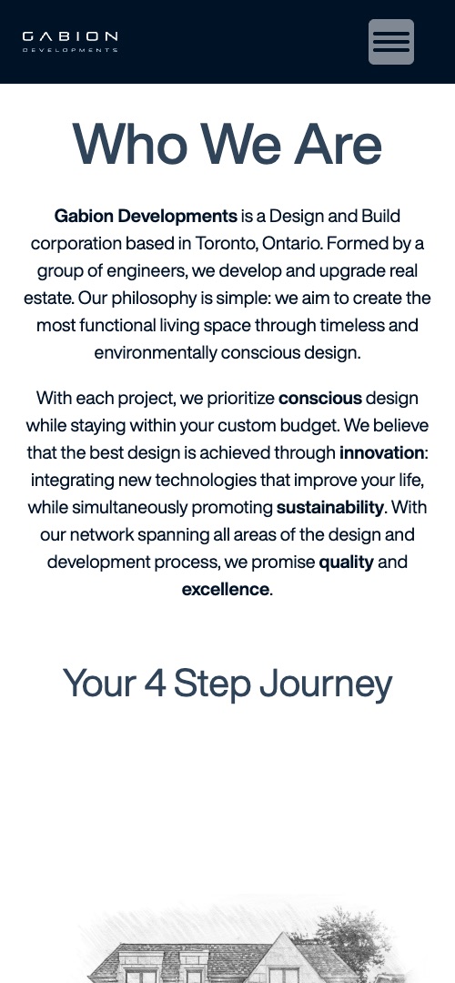 Work With Us on a phone: Who We Are text above the start of the four-step journey